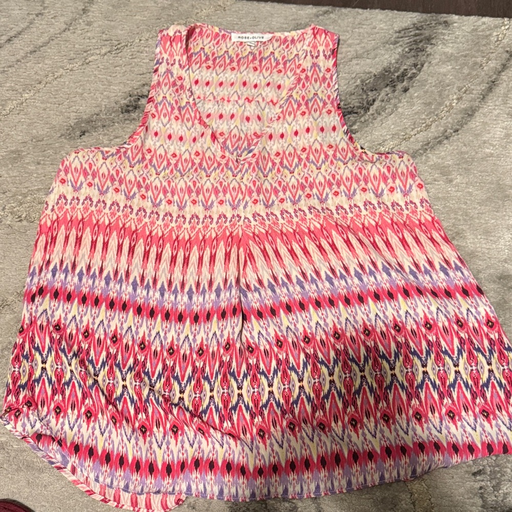 Rose & Olive Pink and Cream Patterned Blouse